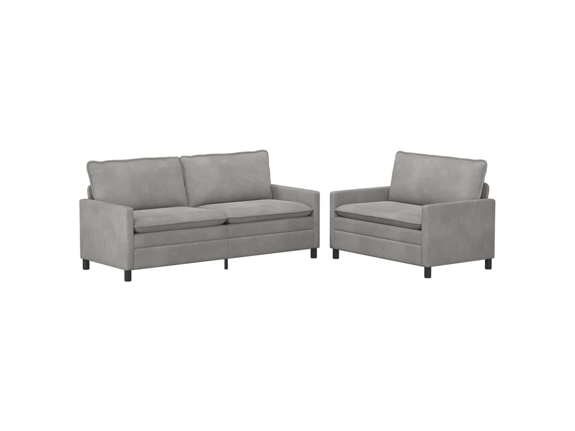 Juego De Sofá 2 Pcs Gris Claro Terciopelo