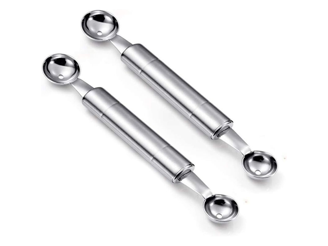 2 Cucharas De Acero Inoxidable Para Melón, Utensilios De Cocina Multifuncionales De Doble Cara.