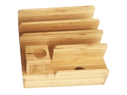 Organizador de base de carga USB de bambú (26x20x20cm) Kofihety