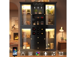 Vinoteca 180,5x120x40 Cm - Iluminación Led Controlada Por App, 3 Cajones, Soporte Para Copas Y Botellas - Negro