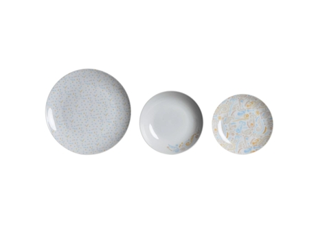 Set de Vajilla DKD Home Decor Porcelana Azul Rosa Blanco 27 x 27 x 3 cm 18 Piezas