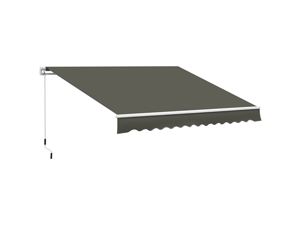 Toldo Manual Retrátil 350x250 Cm Para Varanda Com Manivela De Metal Impermeável E Anti-uv Para Jardim Terraço Janelas Cinza