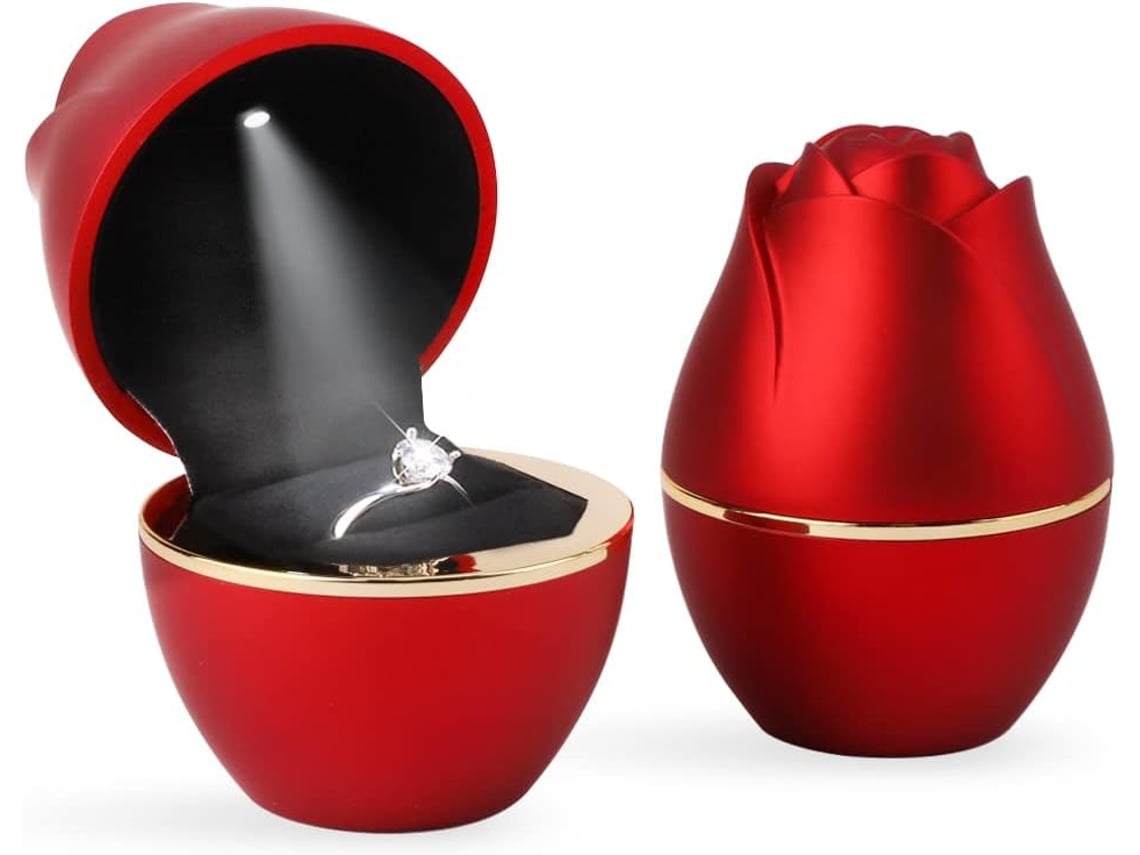 Caixa De Joias Para Anel De Noivado Com Luz Led (vermelho)