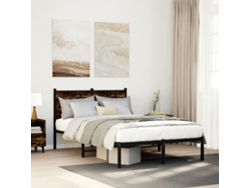 Estructura De Cama Sin Colchón Metal Roble Ahumado 120x190 Cm