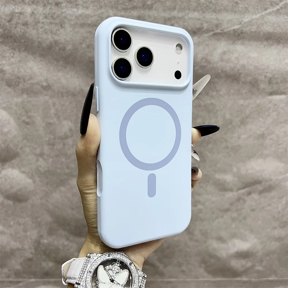 (iphone 16 Plus, Azul) Funda Protectora Magnética Magsafe Para Iphone, Fabricada En Silicona.