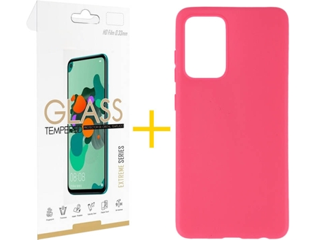 Kit Funda + Protector de Pantalla Samsung Galaxy A72 4G SKYHE Liso (Rosa)