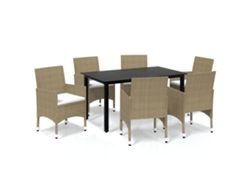 Maison Exclusive - Set Comedor De Jardín 7 Pzas Con Cojines Ratán Sintético Beige