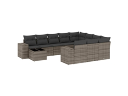 Maison Exclusive - Set De Sofás De Jardín 11 Pzas Y Cojines Ratán Sintético Gris