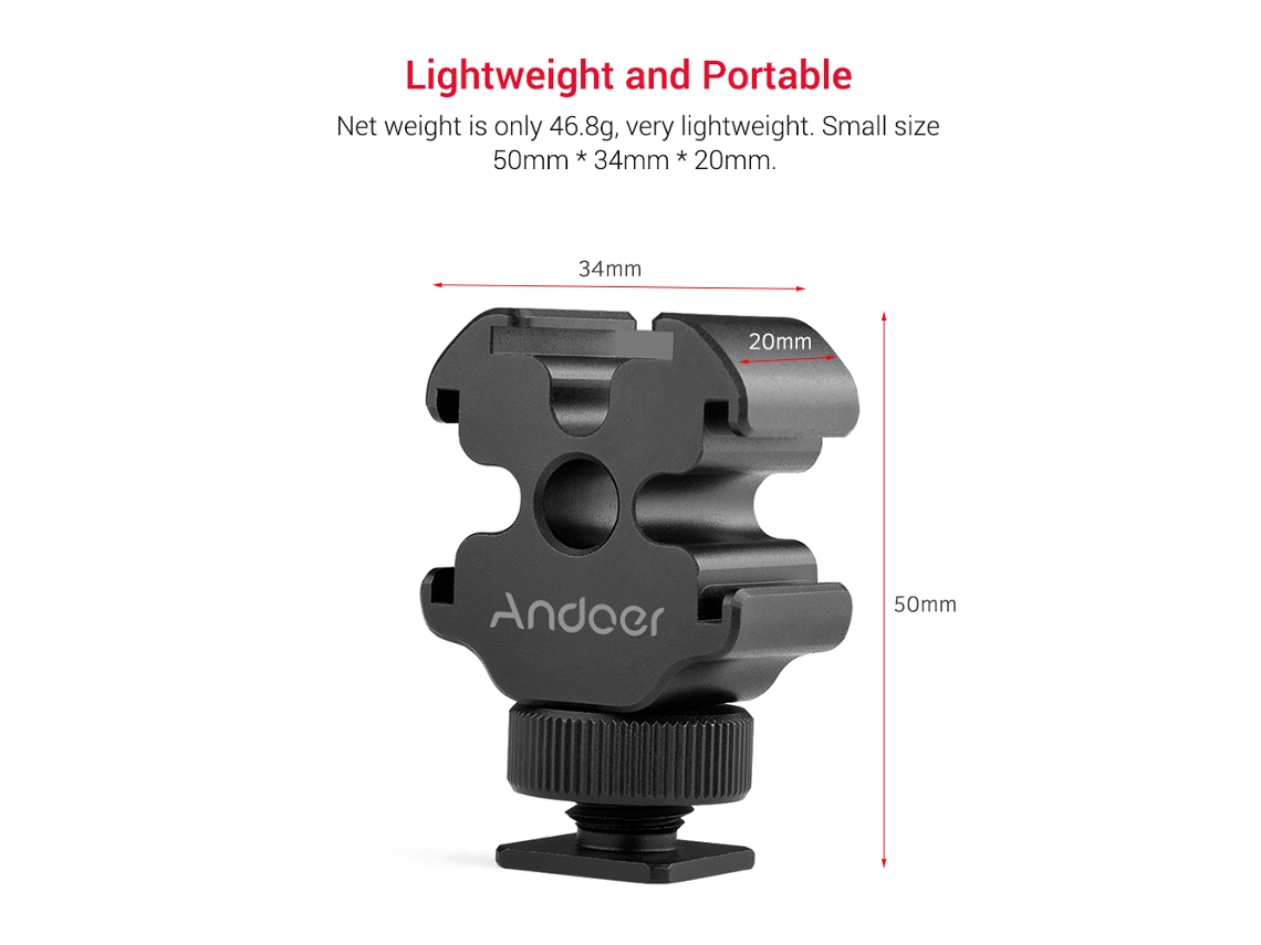 Andoer Soporte De Zapato Frío De Aluminio 1 A 3, Extensión Para Cámara Dslr Ildc, Micrófono, Luz De Video Y Brazo Mágico
