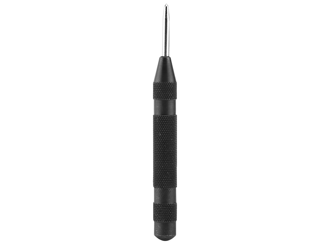 Punzón central automático (sin marca), 13 cm, fabricado en metal y madera.