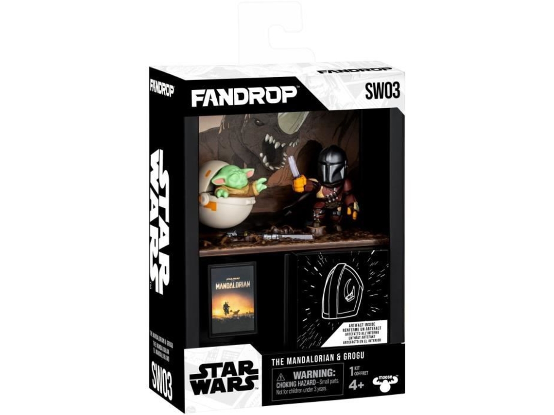 Vitrina de figuras de Grogu de Fandrop X Star Wars Mandalorian con minipóster de escena icónica de 18 cm