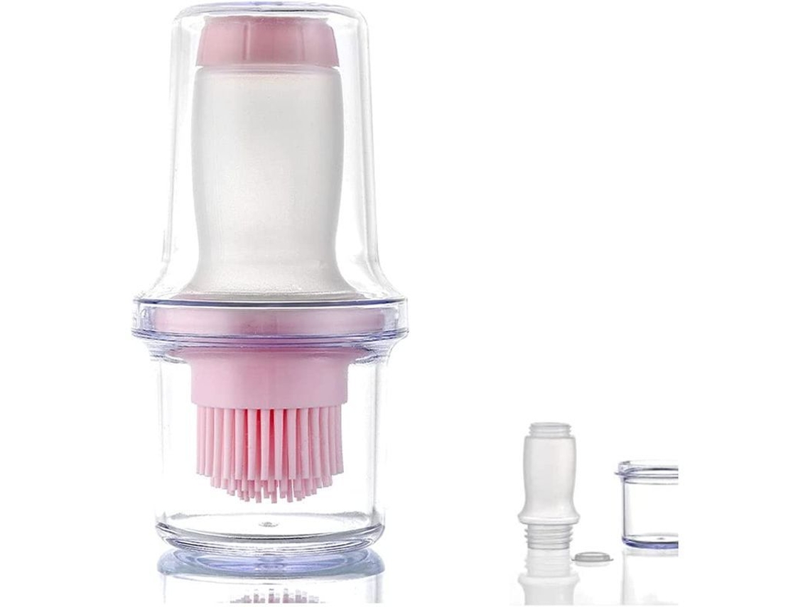 Brocha De Aceite Portátil De Silicona Para Barbacoa, Cocina Y Repostería Con Botella (rosa)