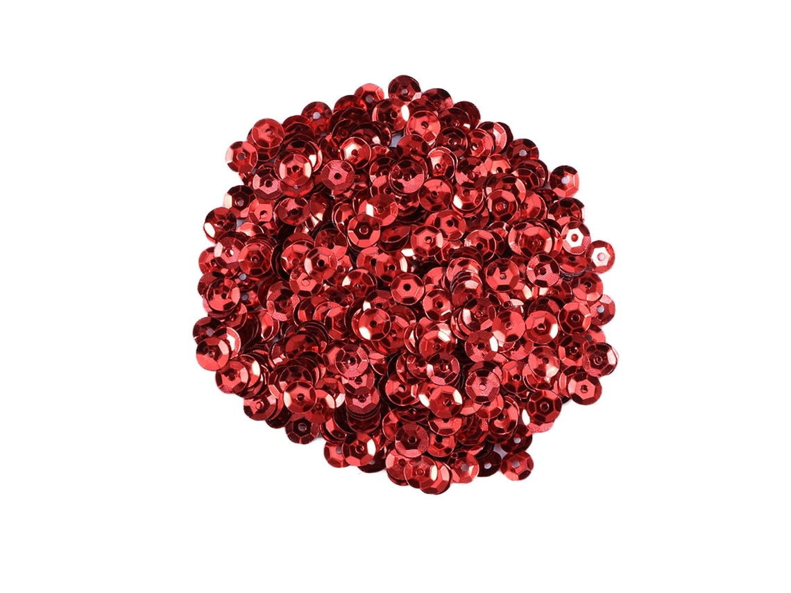 1000 Lantejoulas Redondas Vermelhas, 6 Mm