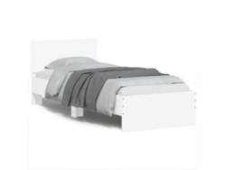 Estructura de cama con cabecero y luces LED blanco 90x190 cm