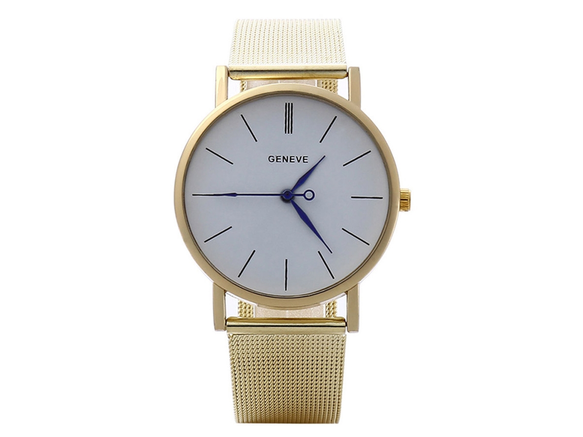 Reloj De Pulsera De Aleación Para Mujer Con Brazalete De Malla De Oro Ultrafino.