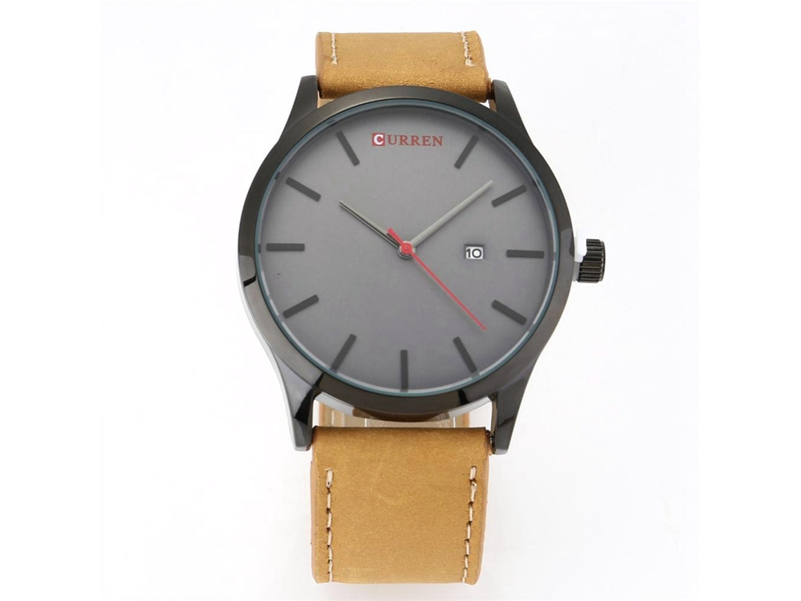 Reloj De Pulsera De Cuarzo Para Hombre, De Estilo Casual Y Elegante, Con Esfera Sencilla De Aleación Y Detalles En Rojo.
