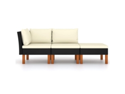 Maison Exclusive - Set Muebles De Jardín 3 Pzas Ratán Sintético Madera Eucalipto
