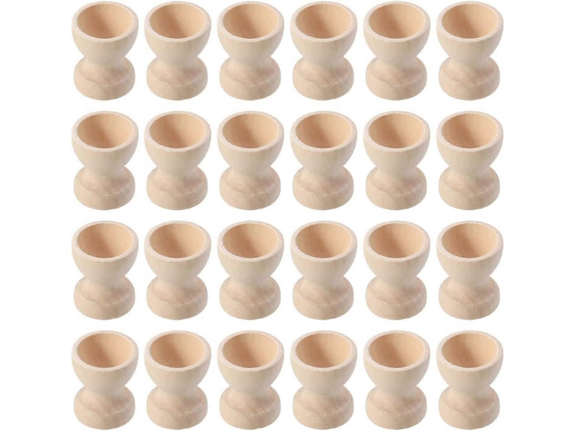 24 Tazas De Huevos De Madera Para Pascua, Superficie Y Bordes Suaves, Ideal Para Dibujar Y Decorar