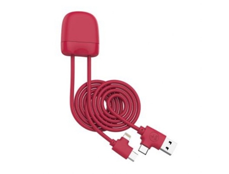 XOOPAR 4 en 1 Ice-C Eco-responsable USB A, USB C / USB C, cable Lightning 1m Rojo