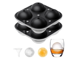 Molde De Hielo De Silicona Bpa Free Certificado Lfgb Para Bolas Grandes Con Embudo Para Whiskey Cocktail Bebidas Frías (8 Bolas)