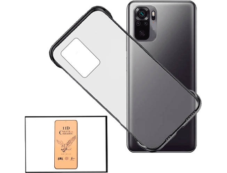 Kit Cristal Templado CeramicGlass Full Cover y Funda Invisible Bumper Xiaomi Redmi Note 10s PHONECARE Transparente Negro