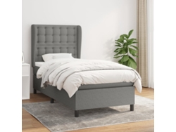 Cama Box Spring Con Colchón Tela Gris Oscuro 90x190 Cm