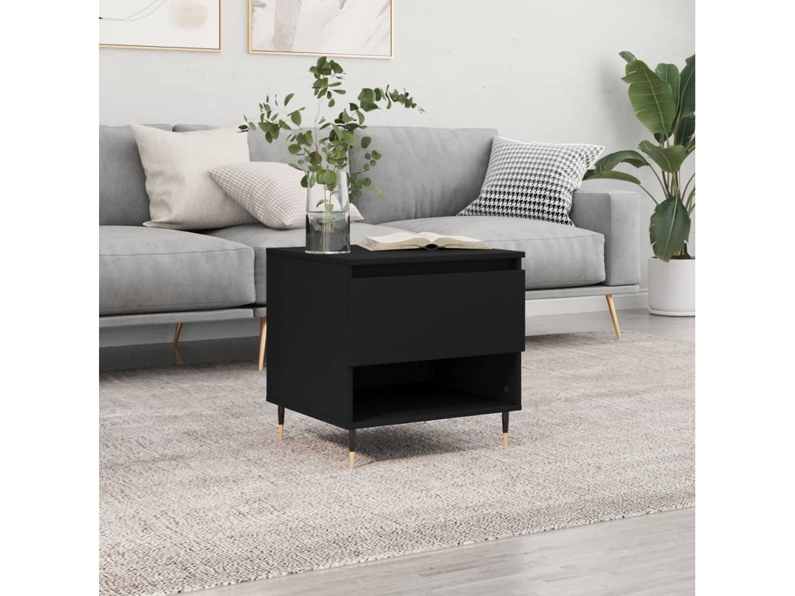 Mesa De Centro | Mesa De Café | Mesa De Salón Madera De Ingeniería Negro 50x46x50 Cm