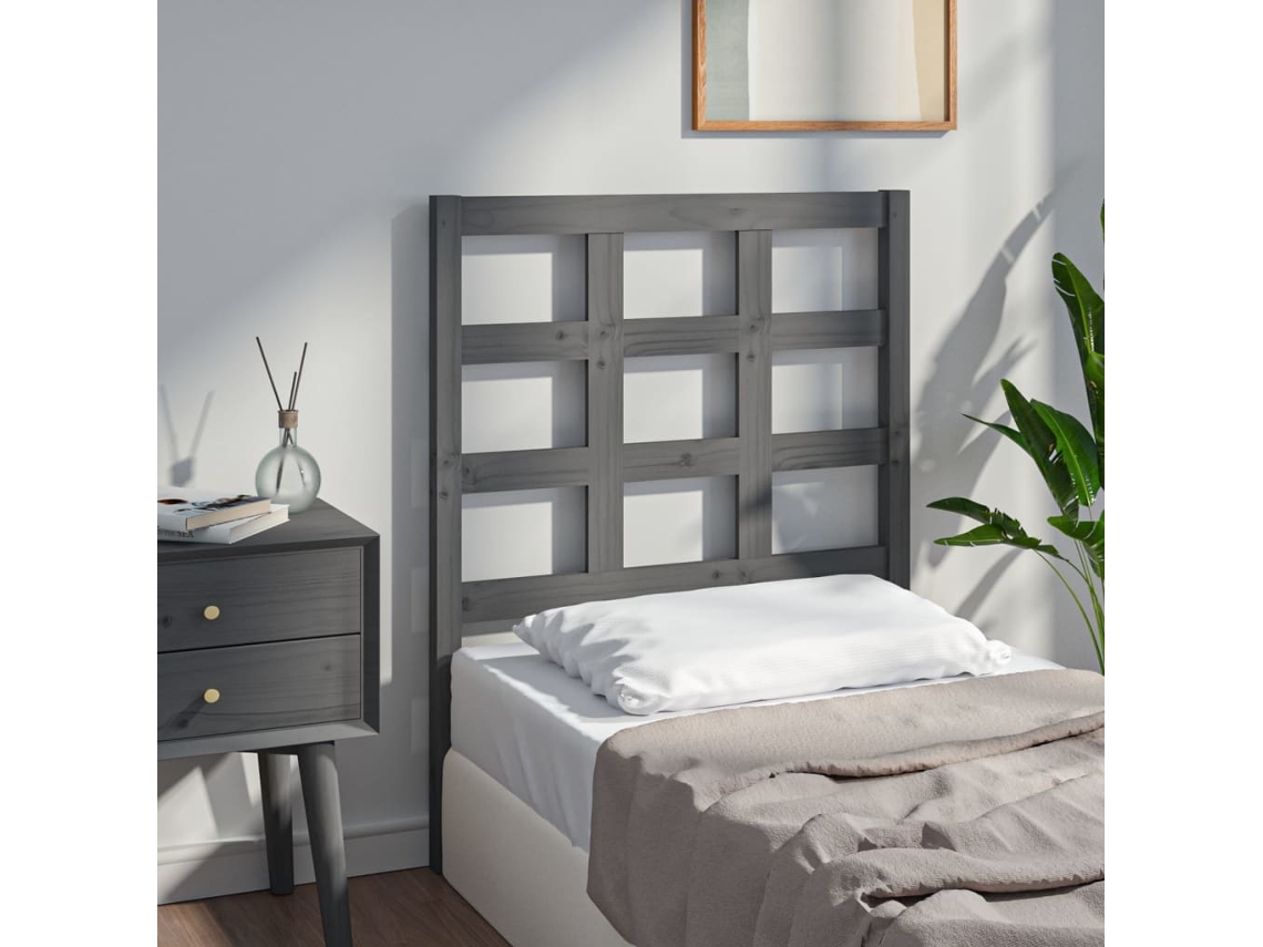 Cabecero De Cama Madera Maciza De Pino Gris 80,5x4x100 Cm