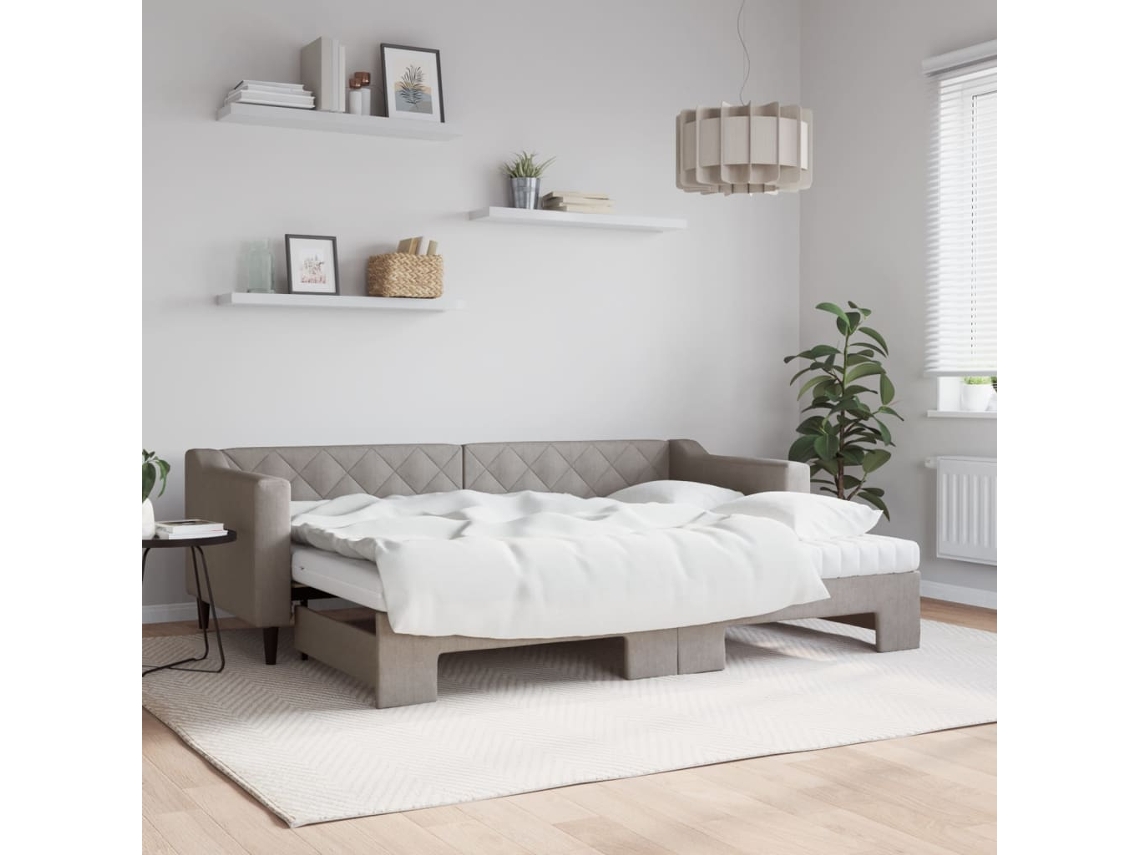 Sofá Cama Nido Con Colchón Tela Gris Taupe 80x200 Cm