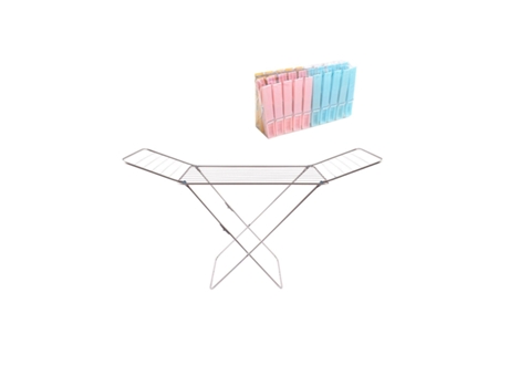 Tendedero Metálico Plegable Con Alas Superficie 19 M Incluye 20 Pinzas 182 X 55 X 102 Cm JARDIN202