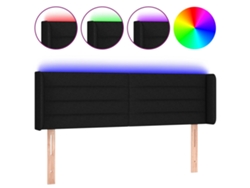 Cabecero con luces LED, tela negra, MAISON EXCLUSIVE (147x16x78 cm)