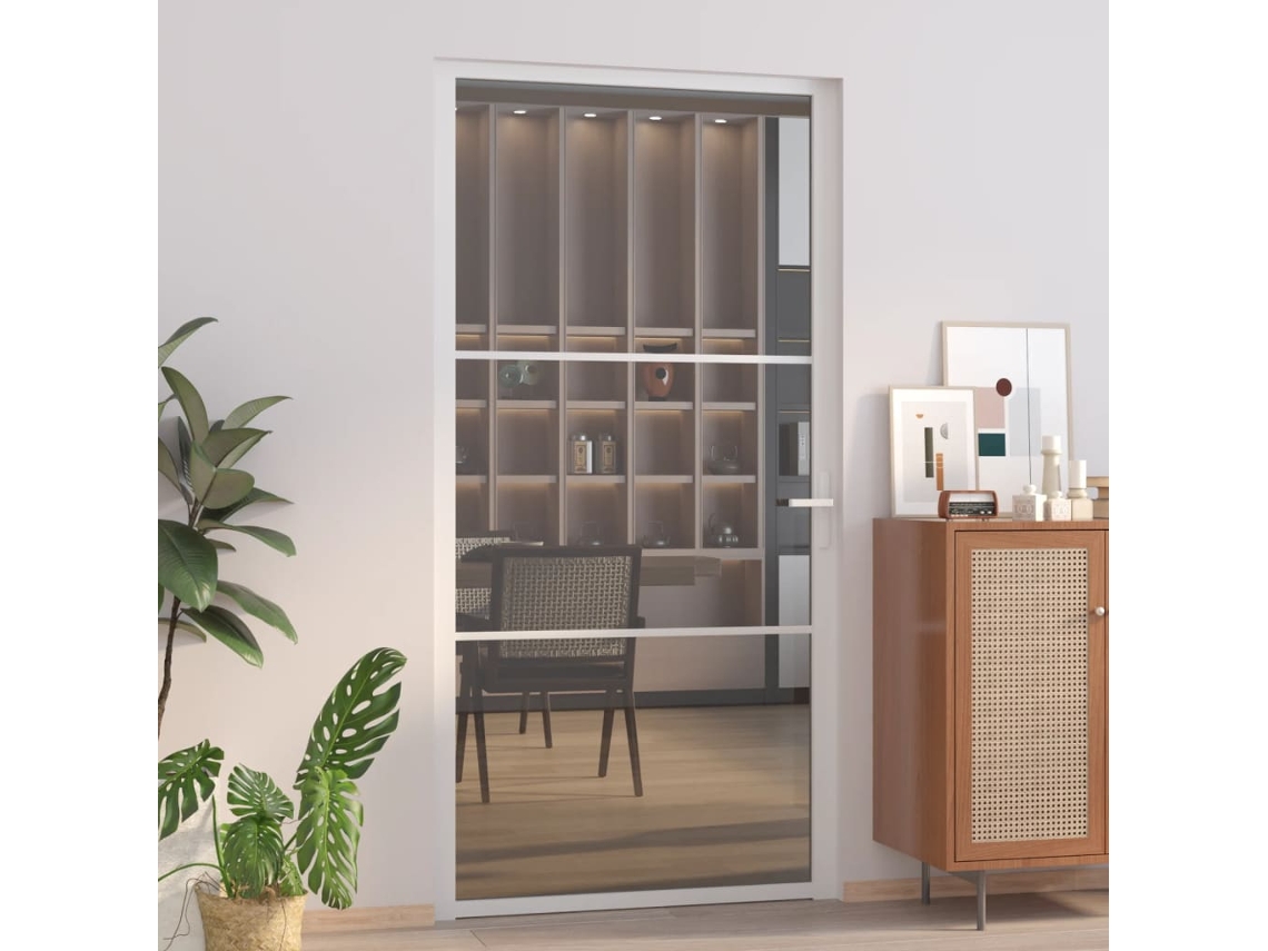 Puerta Interior 102,5x201,5 Cm ESG Cristal y Aluminio Blanco LOVELY HOME