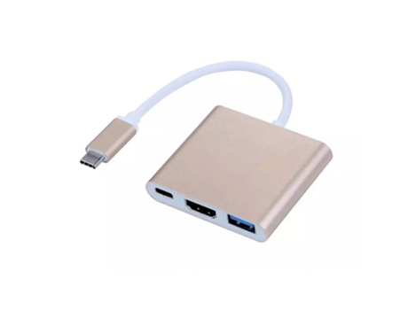 Adaptador USB Typ C hasta HDMI / USB 3.0 - Dorado