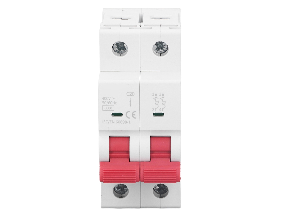Disyuntor Miniatura Bipolar Con Protección Contra Fugas, 6 Ka, 400 V, 20 A, Gym10