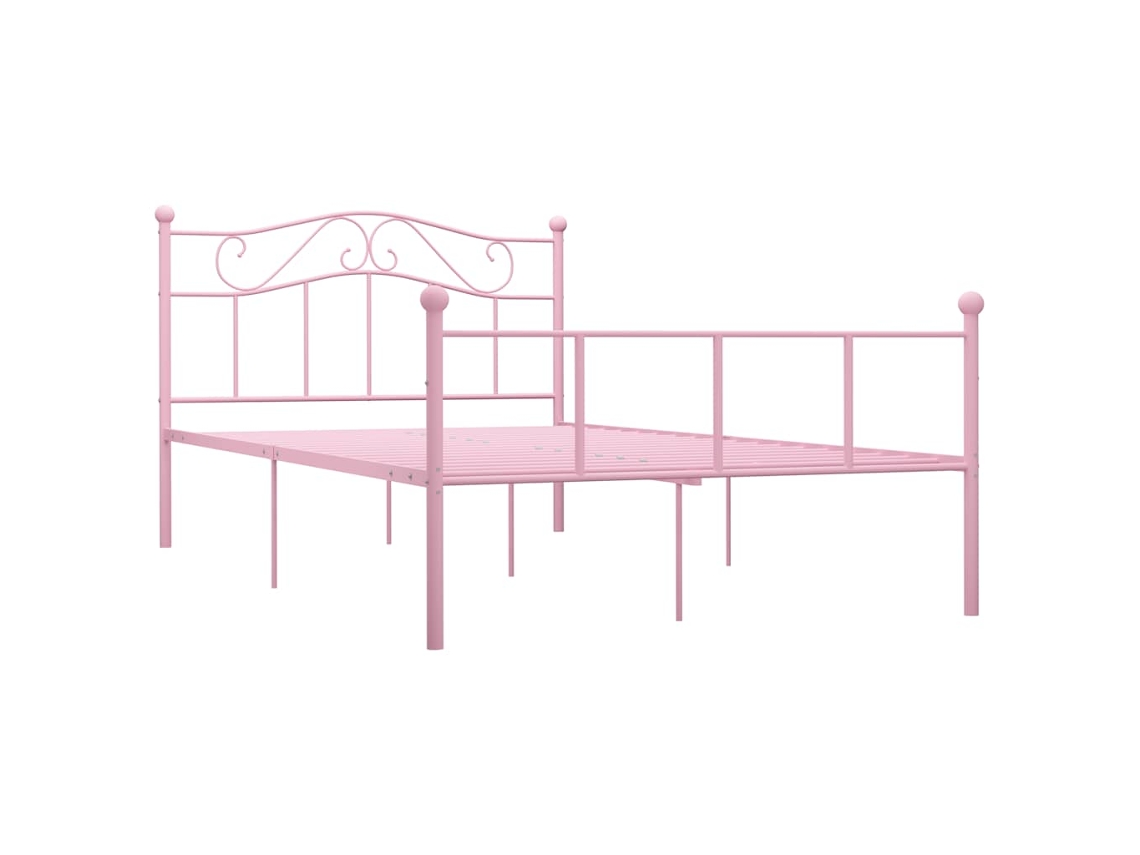 Maison Exclusive - Estructura De Cama Sin Colchón Metal Rosa 140x200 Cm