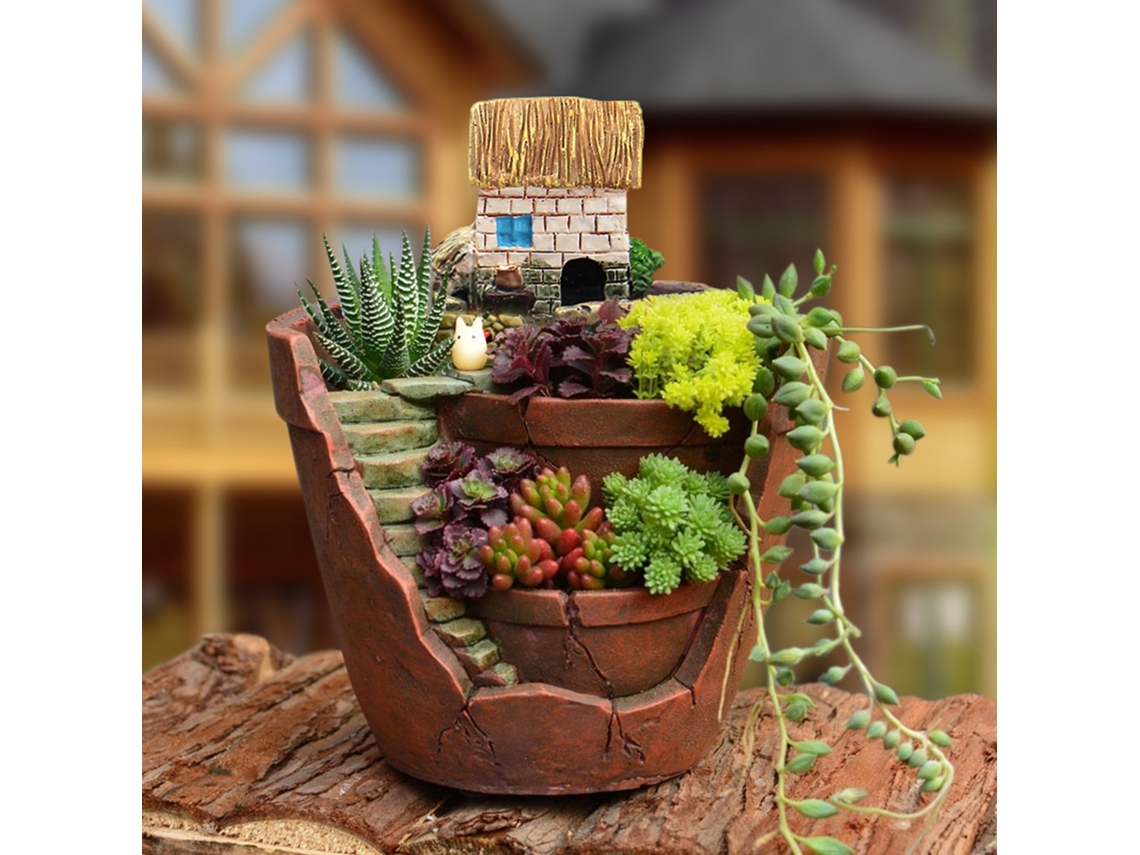 Maceta de flores micropaisaje colgante decoración de jardín resina
