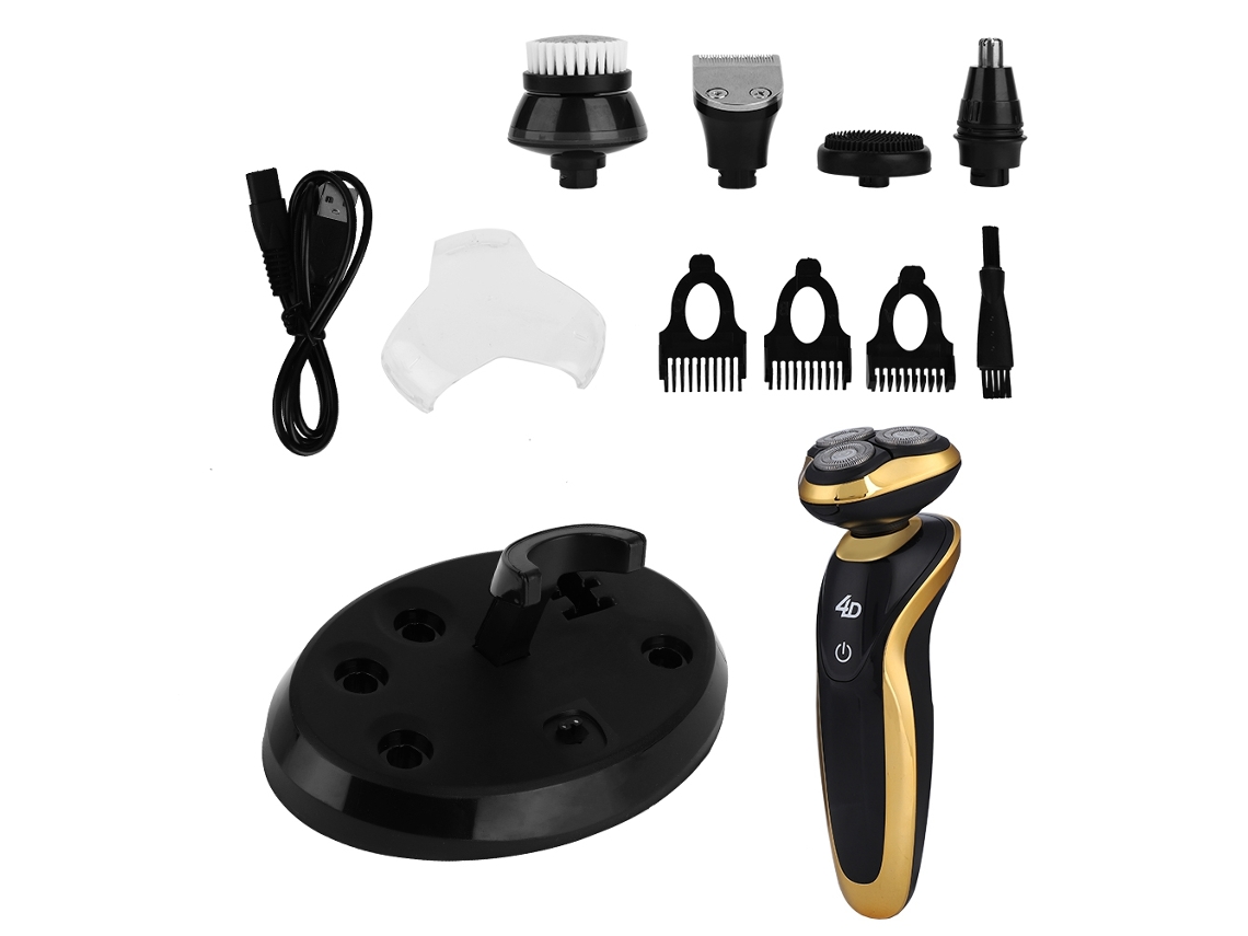Kit De Afeitadora Eléctrica Multifuncional Para Barba Con Tijera Para Pelo Nasal Recargable Y Cuchilla