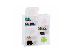 Relaxdays Zapatero Infantil, 12 Compartimentos Para 24 Pares, Extensible, 95 X 84 X 31,5 Cm, Blanco