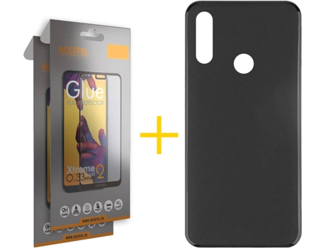 Kit Funda + 2 Protectores de Pantalla Huawei Y7 2019 ACCETEL Liso Negro