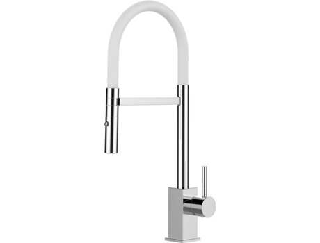 Grifo de cocina VIZIO Tubo Giratória 360° 2 Jatos Cromado Blanco (Latón)