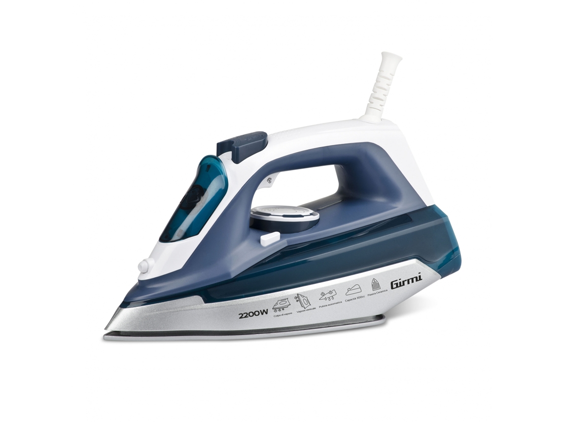 ST61 Ferro a seco e a vapor Base de cerâmica 2200 W Azul, Prateado, Branco GIRMI