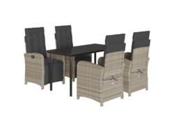 Juego de 5 piezas de comedor de jardín con cojines gris claro EXCLUSIVO DE LA CASA
