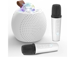 Mini máquina de karaoke para niños y adultos, altavoz Bluetooth con 2 micrófonos inalámbricos, altavoz portátil con luces de discoteca Yizhood