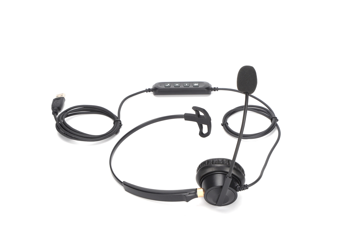 Auriculares Telefónicos De Un Solo Oído Para Oficina Con Conexión Usb, Micrófono Y Control De Audio