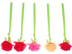 Juego de 5 bolígrafos divertidos con flores artificiales, hechos de silicona y tela, en colores surtidos. SFUSHOS