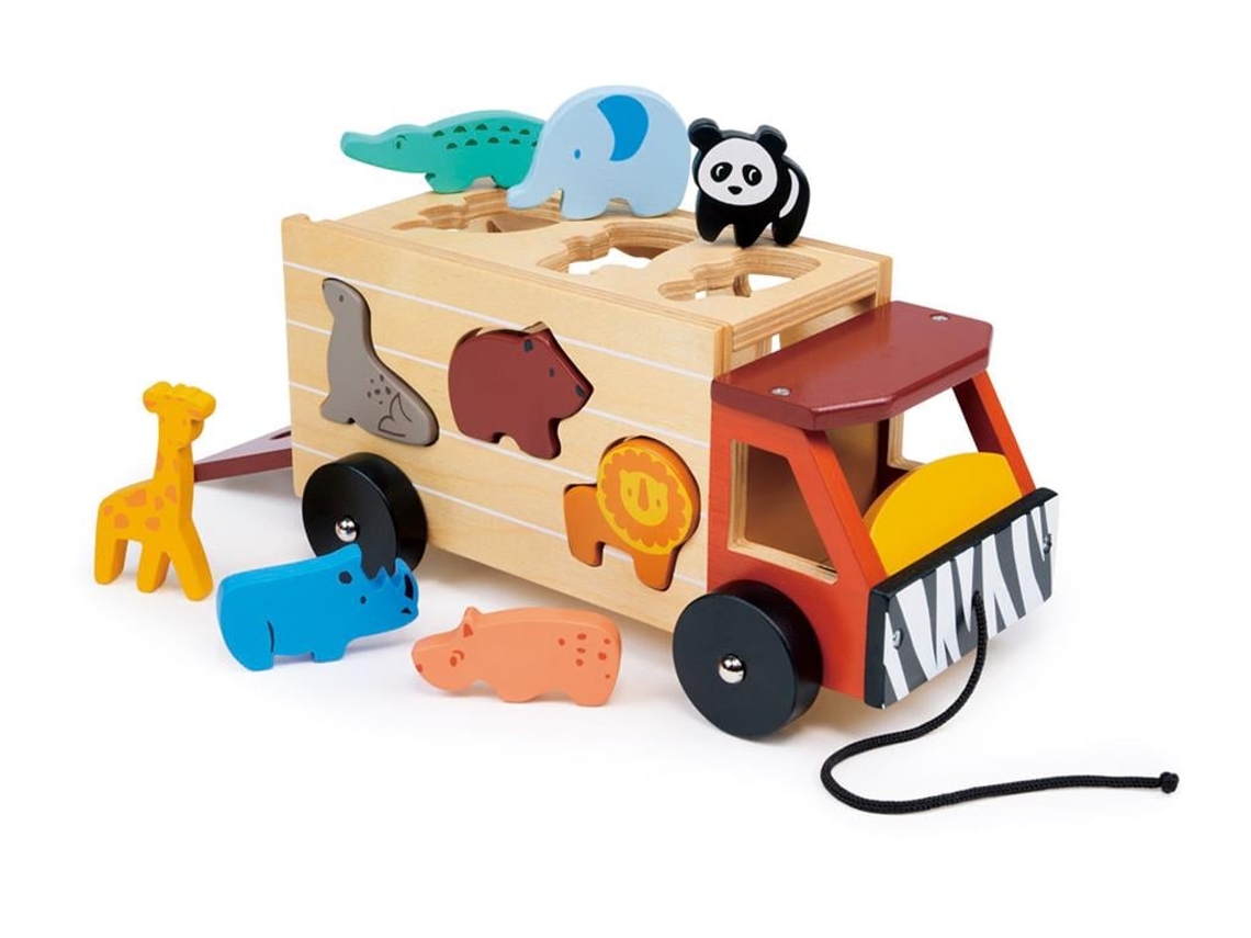 Camión Safari: Clasificador de formas, juguete educativo de madera