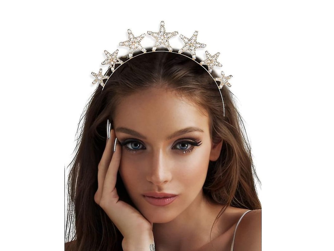 2026-diadema Para Novia Con Estrellas Brillantes Piedras Rhinestone Accesorio De Pelo Para Fiesta De Boda Mujeres Y Niñas