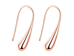 Pendientes De Plata Esterlina 925 Gota De Lluvia Dorado Rosa Largo 2.8cm Peso 6g