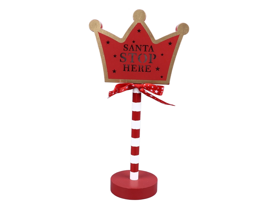 2026-topper De Árbol Navideño Santa Stop Here Con Led Decoración De Metal Y Madera Sólida Para Fiesta Navideña 15.5x8.5x30.5cm
