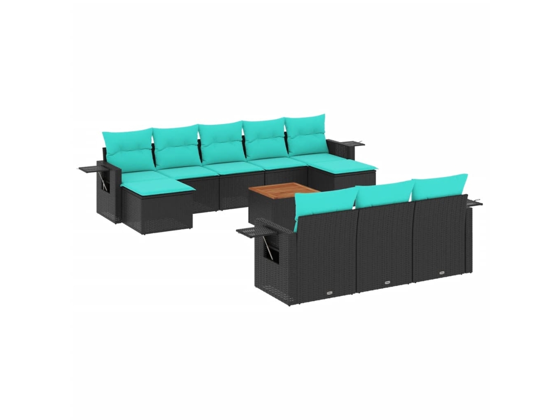 Maison Exclusive - Conjunto De Sofá De Jardín De 11 Piezas Con Cojines, De Poliratán Negro